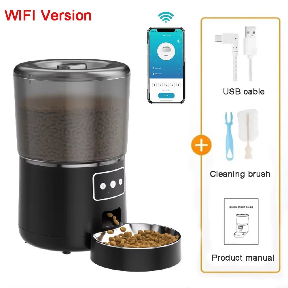 Automatic Pet Feeder 4L Capacity Smart Timer Tuya Control Food Dispenser with Stainless Steel Bowl Dogs Cats Feeding Supplies - Tech For Pets