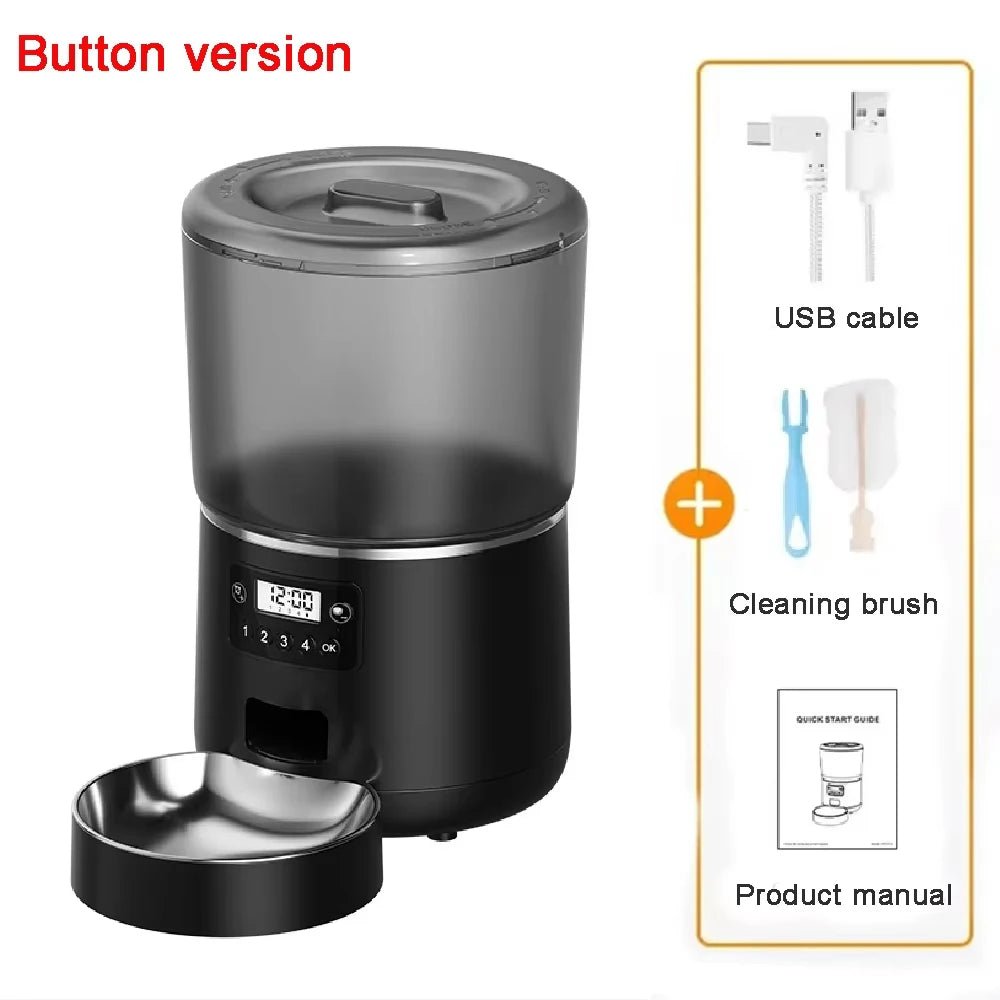 Automatic Pet Feeder 4L Capacity Smart Timer Tuya Control Food Dispenser with Stainless Steel Bowl Dogs Cats Feeding Supplies - Tech For Pets