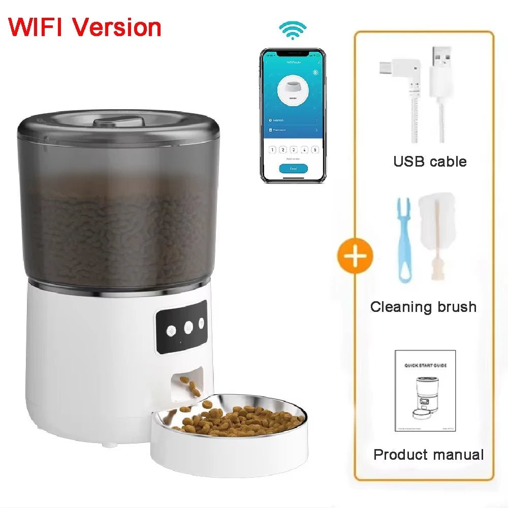 Automatic Pet Feeder 4L Capacity Smart Timer Tuya Control Food Dispenser with Stainless Steel Bowl Dogs Cats Feeding Supplies - Tech For Pets