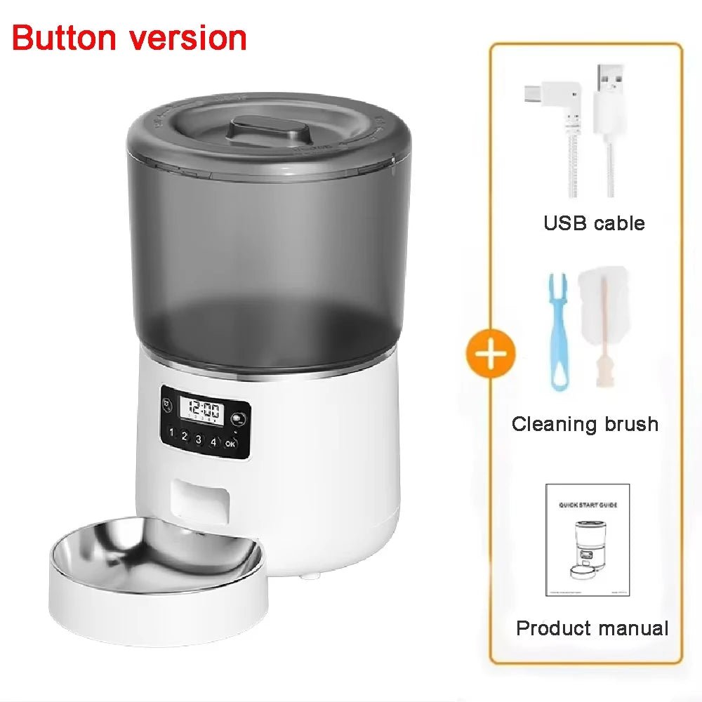 Automatic Pet Feeder 4L Capacity Smart Timer Tuya Control Food Dispenser with Stainless Steel Bowl Dogs Cats Feeding Supplies - Tech For Pets