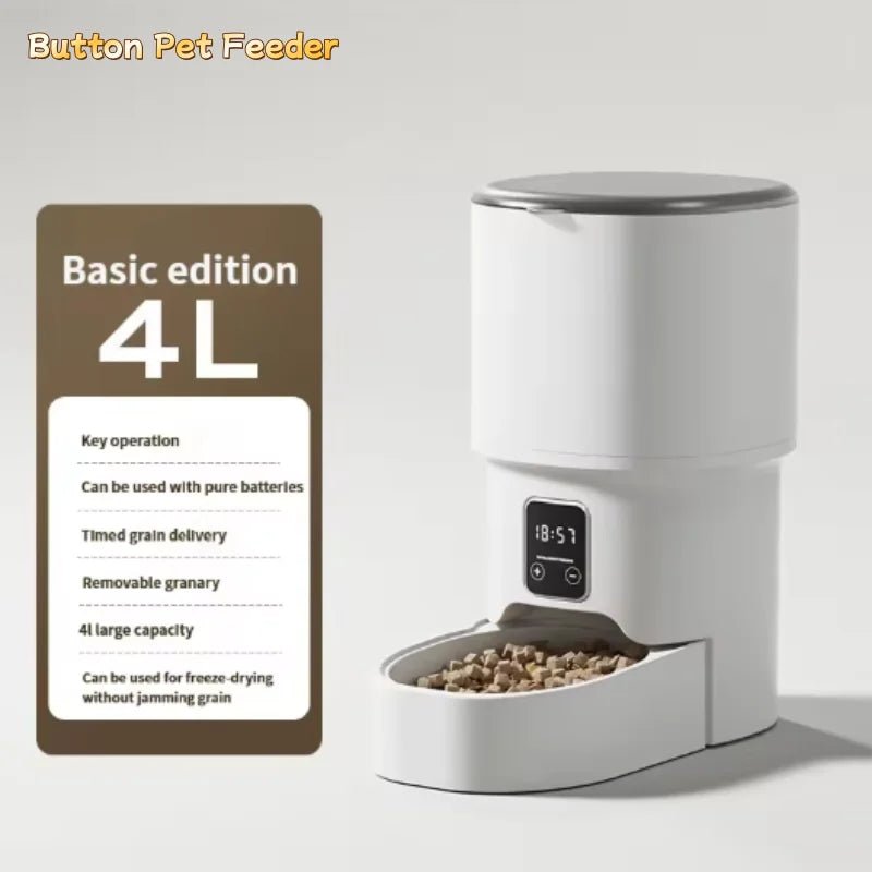 New 4L Button/WIFI Automatic Pet Feeder Smart Intelligent Cat And Dog Food Dispenser for Cats And Dogs - Tech For Pets