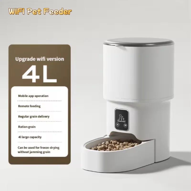 New 4L Button/WIFI Automatic Pet Feeder Smart Intelligent Cat And Dog Food Dispenser for Cats And Dogs - Tech For Pets