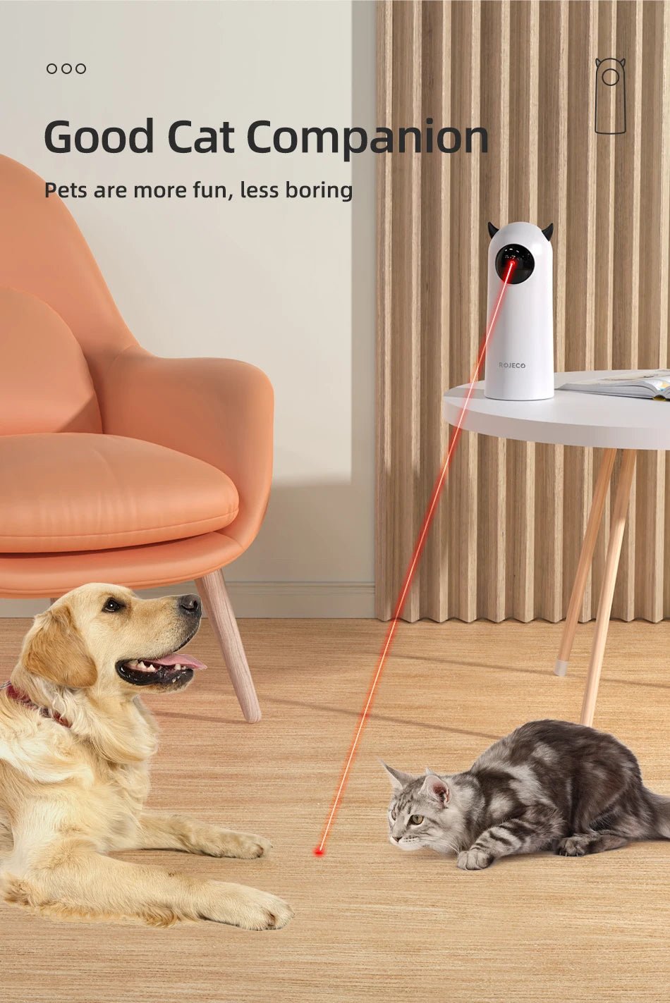 ROJECO Automatic Cat Toys Interactive Smart Teasing Pet LED Laser Indoor Cat Toy Accessories Handheld Electronic Cat Toy For Dog - Tech For Pets