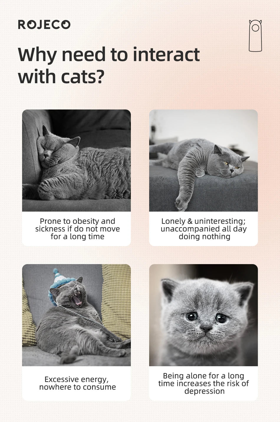 ROJECO Automatic Cat Toys Interactive Smart Teasing Pet LED Laser Indoor Cat Toy Accessories Handheld Electronic Cat Toy For Dog - Tech For Pets