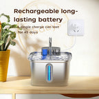 Smart Wireless Cat Water Fountain 4000mAh Rechargeable Battery Sensor Stainless Steel Automatic Pet water Dispenser with Filter - Tech For Pets