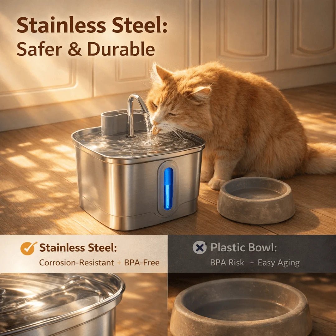 Smart Wireless Cat Water Fountain 4000mAh Rechargeable Battery Sensor Stainless Steel Automatic Pet water Dispenser with Filter - Tech For Pets